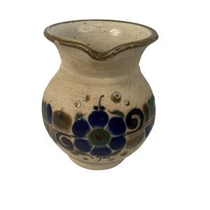 Creamer Mexican Tonala Folk‎ Art Stoneware Mexico 4" Inch Pitcher Cinco De Mayo